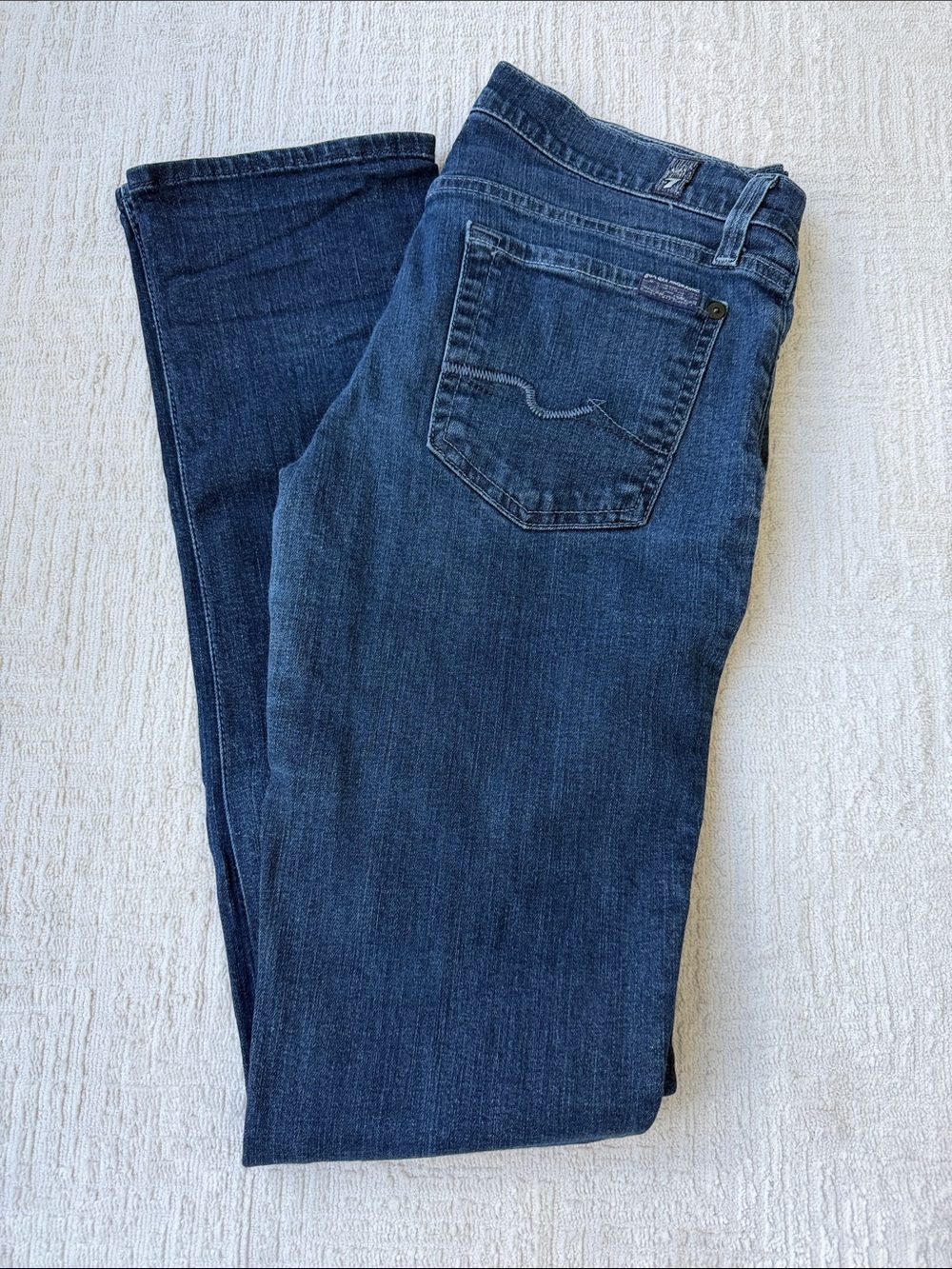 7 For All Mankind Women's Straight Leg Jeans in Deep Indigo